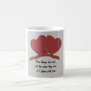 Personalise Red heart gold sparkle Valentine's Coffee Mug