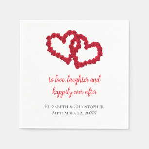 Personalise Red Hearts Wedding Quotes Wedding  Napkin