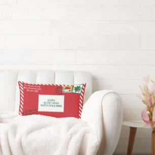 Personalise Red Santa Letter Christmas Lumbar Cushion