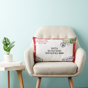 Personalise Red Snowflake Santa Letter Christmas Lumbar Cushion