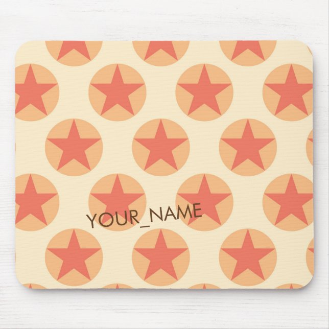 Personalise Red Star Pattern by storeman Mouse Mat (Front)