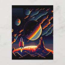 Personalise - Retro 8-Bit Pixel Space Rocket