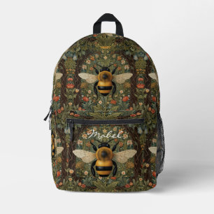 Personalise retro bumblebee boho botanical floral printed backpack