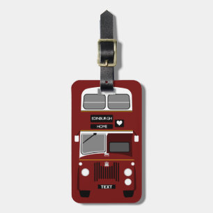 Personalise Retro Edinburgh Double Decker bus Luggage Tag