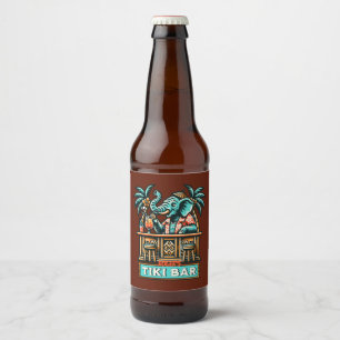 Personalise Retro Elephant Tiki Bar Beer Bottle Label