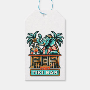 Personalise Retro Elephant Tiki Bar Gift Tags