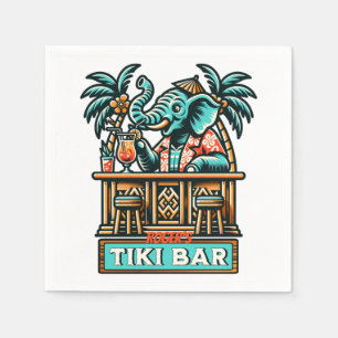 Personalise Retro Elephant Tiki Bar Napkin