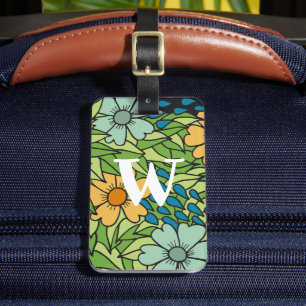 Personalise Retro Flowers Large Scale Multicolor Luggage Tag