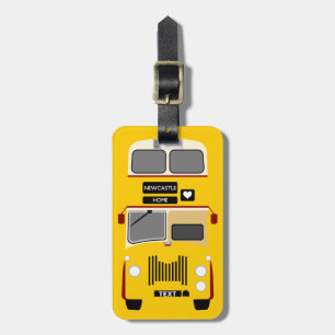 Personalise Retro Newcastle Double Decker bus Luggage Tag