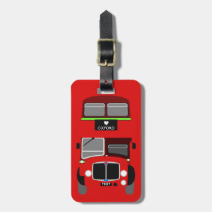 Personalise Retro Oxford Double Decker bus Luggage Tag