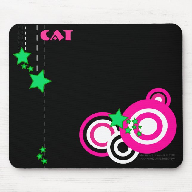 Personalise-Retro Pink and Green Mousepad (Front)