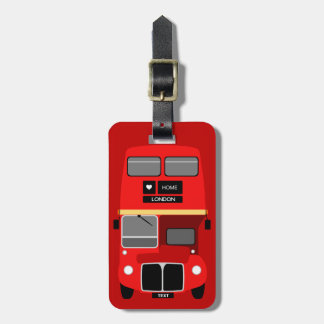 Personalise Retro Red London Double Decker bus Luggage Tag