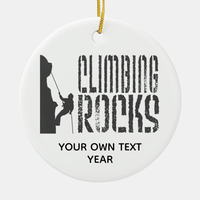 Personalise Rock Climbing Rocks Holiday Ceramic Tree Decoration (Front)