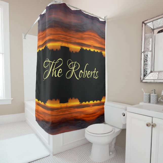 Personalise Rooftop View of a Serbian Sunset  Shower Curtain (In Situ)