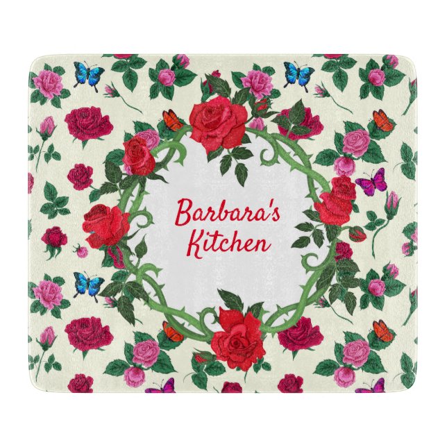 Personalise Rose Garden  Cutting Board (Front)