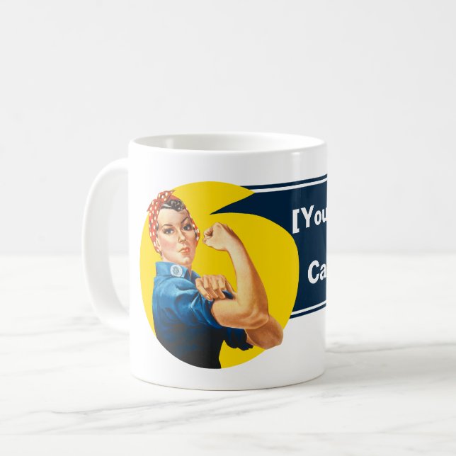 Personalise Rosie Riveter Empowerment Women Female Coffee Mug (Front Left)