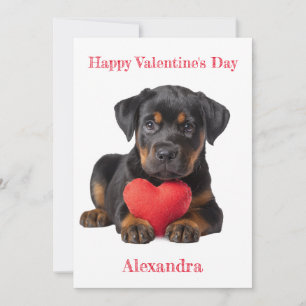 Personalise Rottweiler Puppy Valentine Holiday Card