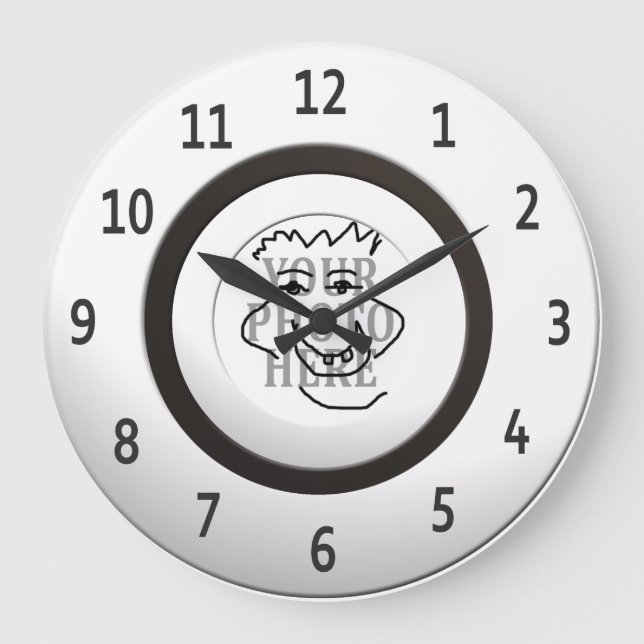 Personalise Round White Framed Photo Large Clock (Front)
