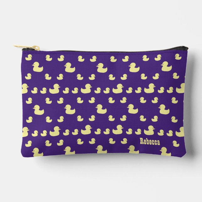 Personalise Rubber Duckies Cute Pattern Purple Accessory Pouch (Front)