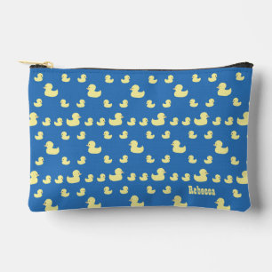 Personalise Rubber Duckies Pattern Blue Zipper Accessory Pouch