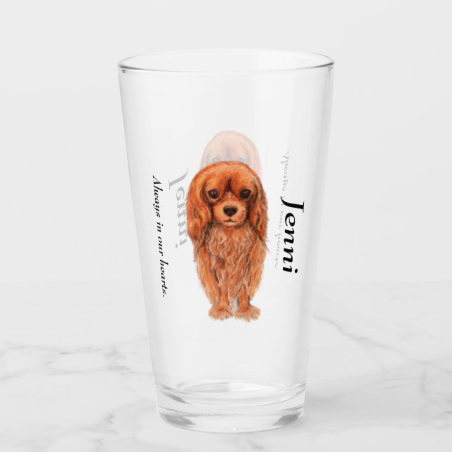 Personalise Ruby Cavalier King Charles Spaniel  Glass (Front)