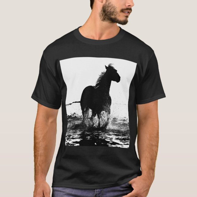 Personalise Running Horse Pop Art Template Trendy T-Shirt (Front)