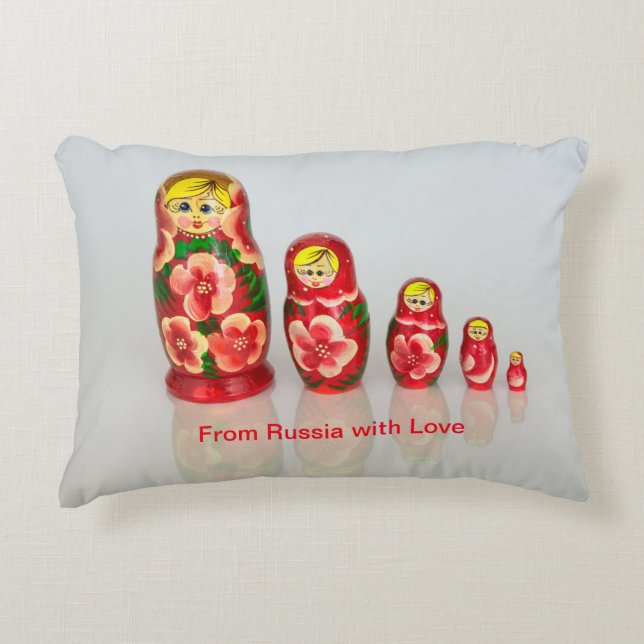 Personalise Russian Matryoshka  stacking dolls Decorative Cushion (Front)