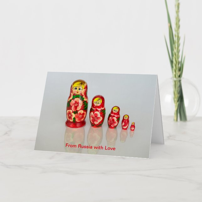 Personalise Russian Matryoshka  stacking dolls Foil Greeting Card (Front)