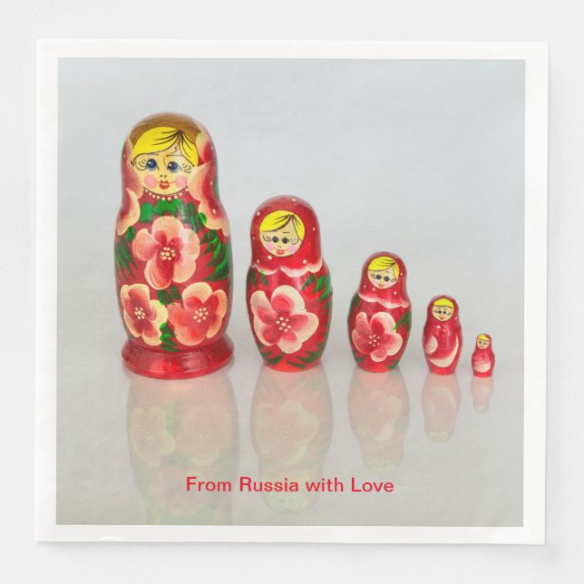 Personalise Russian Matryoshka  stacking dolls Napkin (Front)