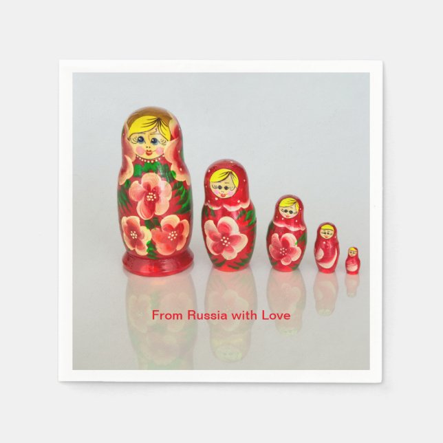 Personalise Russian Matryoshka  stacking dolls Napkin (Front)