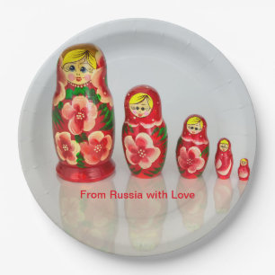 Personalise Russian Matryoshka  stacking dolls Paper Plate