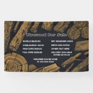 Personalise Rustic Firewood For Sale Bundle Cord Banner