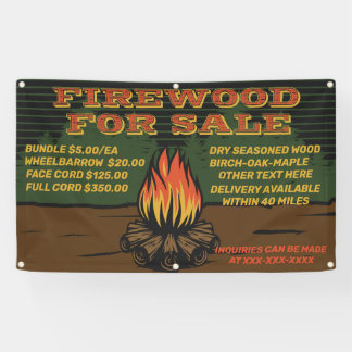 Personalise Rustic Firewood For Sale Bundle Cord Banner