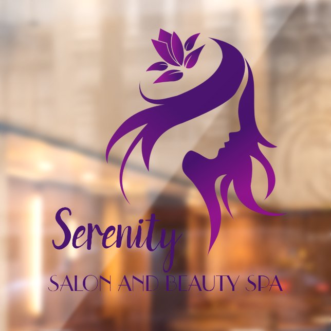 Personalise Salon Spa Lotus Flower Silhouette Shop Window Cling (Sheet 2)