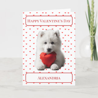 Personalise Samoyed Puppy Valentine Card