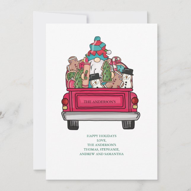 Personalise Santa Christmas Cookie Truck Christmas Holiday Card (Front)