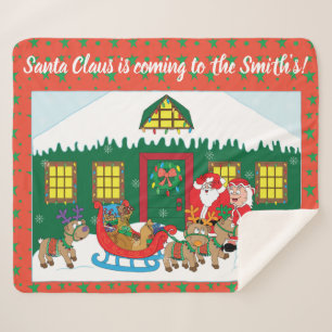 Personalise "Santa Claus is Coming" Blanket/Medium Sherpa Blanket