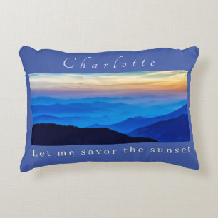 Personalise Savour the Sunset on Blue Background Decorative Cushion