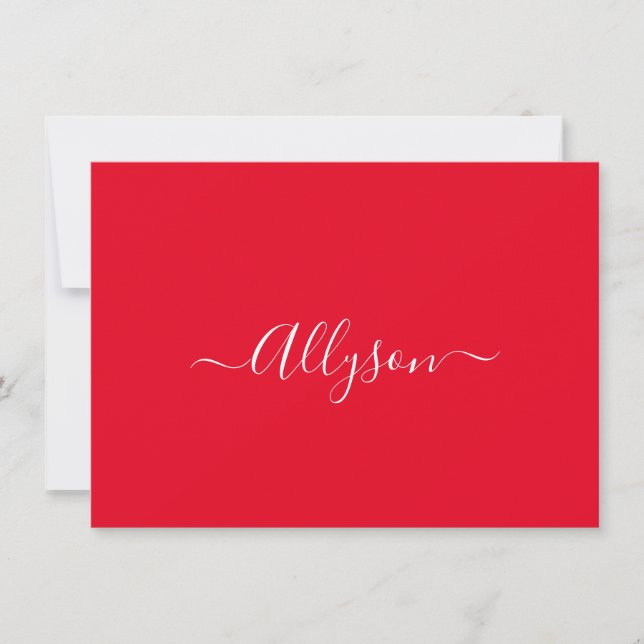 Personalise Script Name & Message, Red Holiday Card (Front)