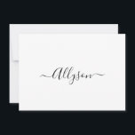 Personalise Script Name & Message, White Holiday Card<br><div class="desc">Personalise your Name In Black Script Text and message (or leave blank) on white background. Click “Customise” to change colours and type styles.</div>