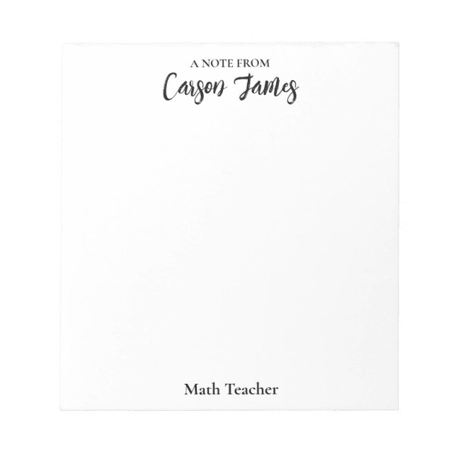 Personalise Script Notepad Stationery Gift Teacher (Front)