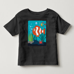 Personalise Sea-Life Pattern Fish Crab Seaweed Toddler T-Shirt