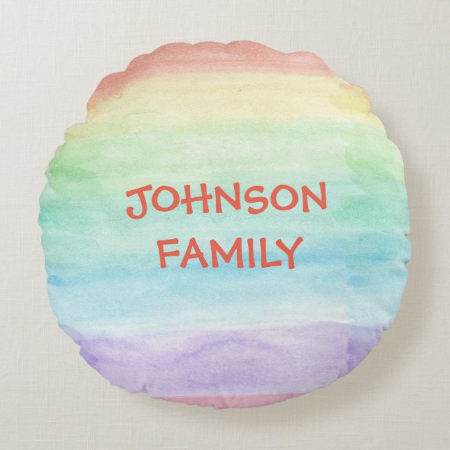 Personalise Seamless Watercolor Pattern Round Cushion (Front)