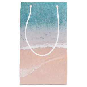 Personalise Seaside Beach Blue Sea Sand Template Small Gift Bag