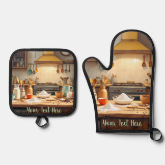 Personalise Set of 2 Kitchen Oven Mitt Potholder