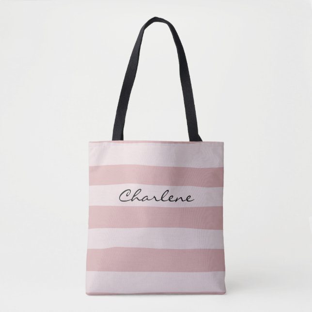 Personalise Shades of Pink with Black Strap        Tote Bag (Front)