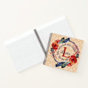 Personalise She Believed She Could Monogram Floral Notebook