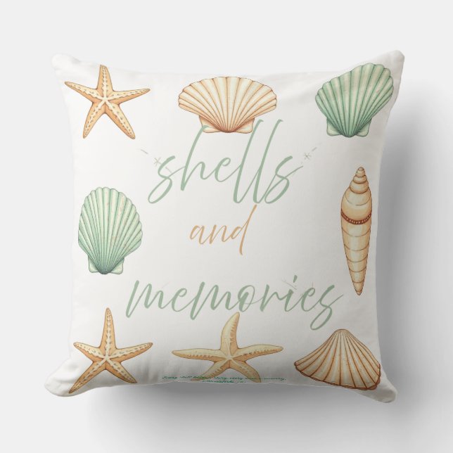 Personalise Shells and Memories: Minimal Ocean Cushion (Front)