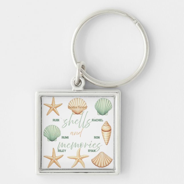 Personalise Shells and Memories: Minimal Ocean Key Ring (Front)