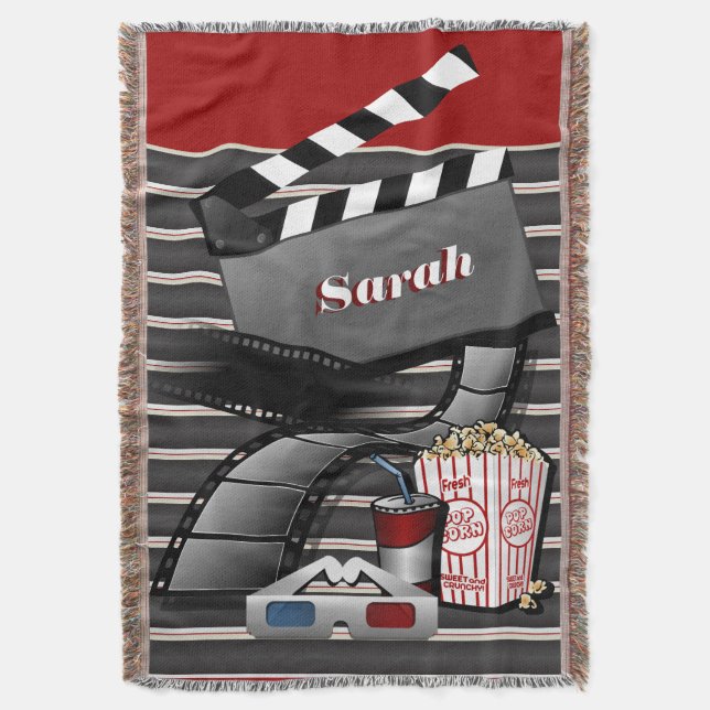 Personalise Show Time Movie Pictures Throw Blanket (Front Vertical)